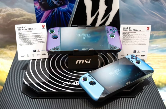 微星Claw 8 AI+掌机推出全新个性配色：冰河蓝/虚空紫