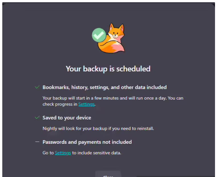 Firefox 火狐浏览器将推Win10转Win11原生备份工具，数据可全量加密迁移截图