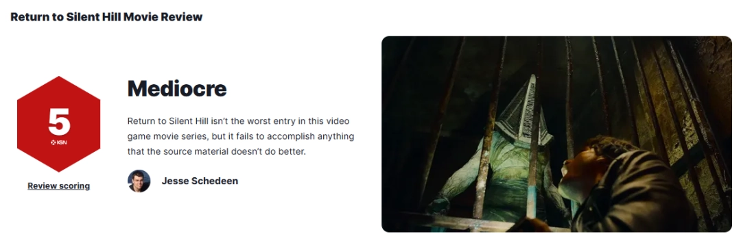 《重返寂静岭》IGN5分锐评：非常平庸 不如玩游戏！