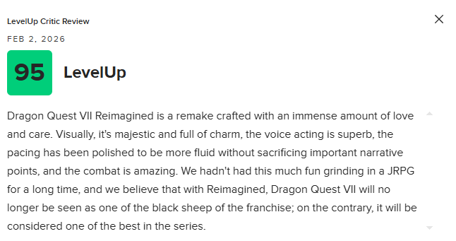 《勇者斗恶龙7》重制版M站83分：表现惊艳 堪称杰作！