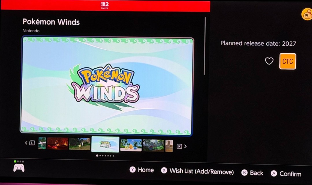 心愿单已开？《宝可梦 风/波》多国eShop页面曝光