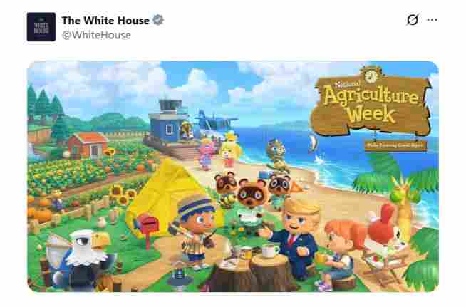 白宫继续擅自滥用《动森》制作梗图引热议 任天堂暂未回应