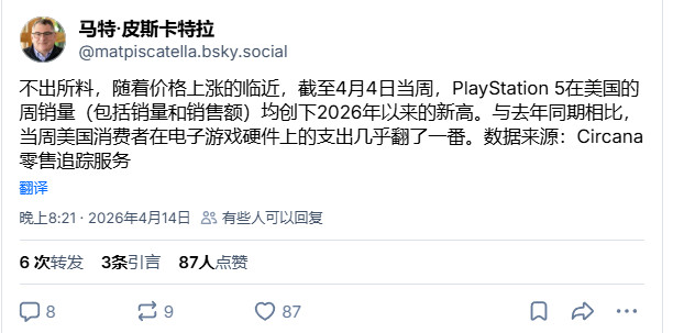 4月初美国PS5销量来到年度最高 在涨价前争相抢购
